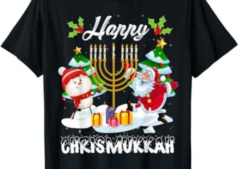 Happy Chrismukkah Funny Hanukkah Christmas Santa & Snowman T-Shirt