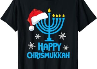 Happy Chrismukkah Santa Hat Christmas Hanukkah Sleep T-Shirt