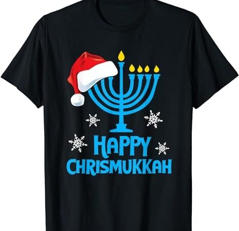 Happy chrismukkah santa hat christmas hanukkah sleep t-shirt