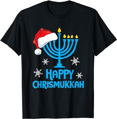 Happy Chrismukkah Santa Hat Christmas Hanukkah Sleep T-Shirt