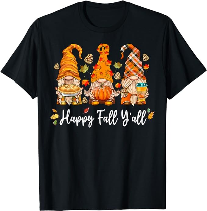 Happy Fall Y’all Gnome Pumpkin Truck Autumn Thanksgiving T-Shirt