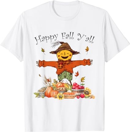 Happy fall yall scarecrow pumpkin thanksgiving halloween t-shirt png file