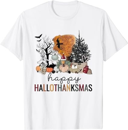 Happy hallothanksmas coffee halloween thanksgiving christmas t-shirt png file
