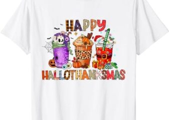 Happy Hallothanksmas Halloween Coffee Latte Thanksgiving T-Shirt PNG File
