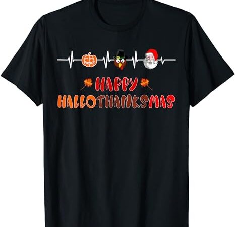 Happy hallothanksmas heartbeat t-shirt