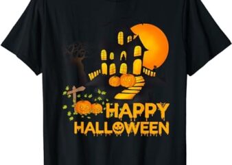 Happy Halloween Costumes Funny Pumpkins House Men Women Kids T-Shirt PNG File