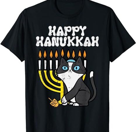 Happy hanukkah jewish cat funny chanukah men women kids t-shirt