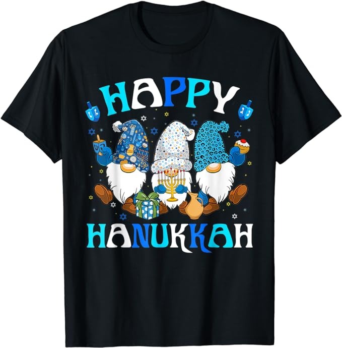 Happy Hanukkah Jewish Gnomes Family Group Christmas Pajama T-Shirt