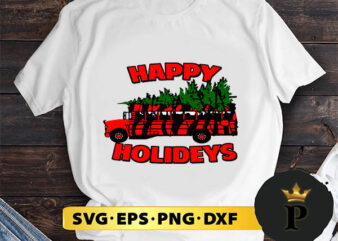 Happy Holideys Red Bus With Christmas Tree SVG, Merry Christmas SVG, Xmas SVG PNG DXF EPS graphic t shirt