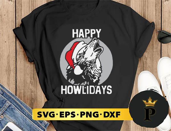 Happy Howlidays Christmas  Wolf SVG, Merry Christmas SVG, Xmas SVG PNG DXF EPS