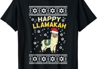 Happy Llamakah Christmas Shirt Jewish Llama Hanukkah Gift T-Shirt