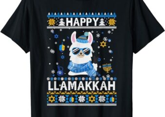 Happy Llamakkah Llama Ugly Hanukkah Ugly Sweater T-Shirt