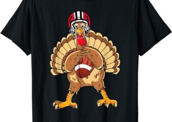 Happy Thanksgiving Turkey Playing Football Dad Men Boys T-Shirt