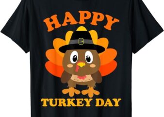 Happy Turkey Day Shirt Cute Little Pilgrim Gift Thanksgiving T-Shirt T-Shirt PNG File