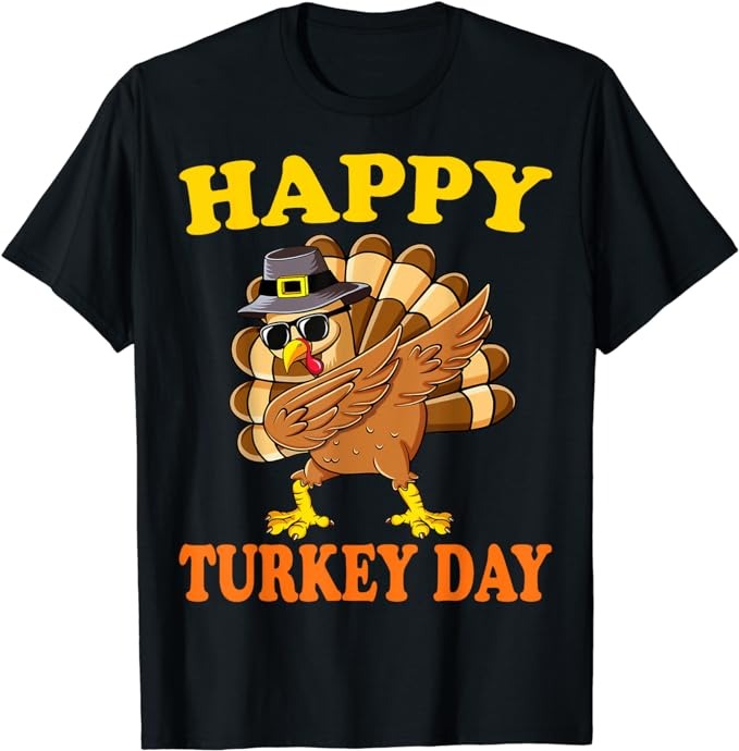 Happy Turkey Day Shirt Cute Little Pilgrim Gift Thanksgiving T-Shirt