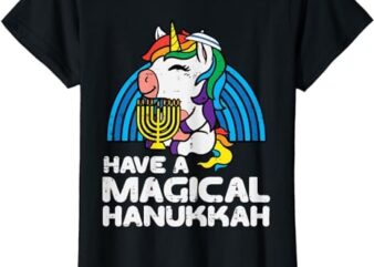Have Magical Hanukkah Unicorn Chanukah Girls Kids Toddlers T-Shirtv