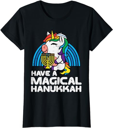 Have Magical Hanukkah Unicorn Chanukah Girls Kids Toddlers T-Shirtv