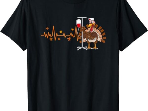 Heartbeat turkey nurse thanksgiving scrub top fall rn icu er t-shirt
