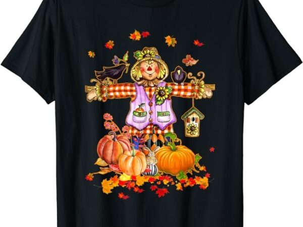 Hello fall pumpkin thanksgiving halloween scarecrow autumn t-shirt