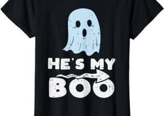 Hes My Boo Cute Matching Couple Halloween Costume Girlfriend T-Shirt PNG File