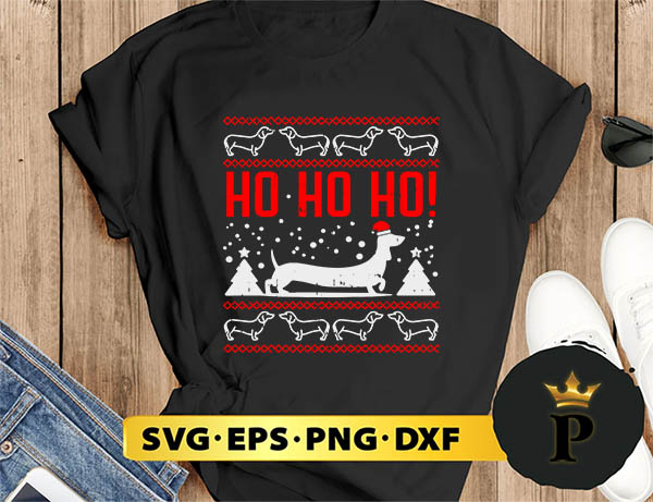 Ho Ho Dachshund Santa Ugly Christmas SVG, Merry Christmas SVG, Xmas SVG PNG DXF EPS