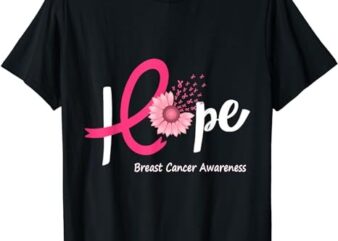 Hope Breast cancer pink Ribbons sunflower October month T-Shirt PNG File