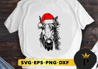 Horse Santa Hat Christmas SVG, Merry Christmas SVG, Xmas SVG PNG DXF EPS