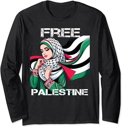I love free palestine flag save gaza strip palestinian long sleeve t-shirt