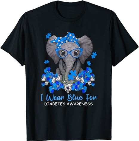 I Wear Blue For Diabetes Awareness Elephant Warrior Women T-Shirt PNG File