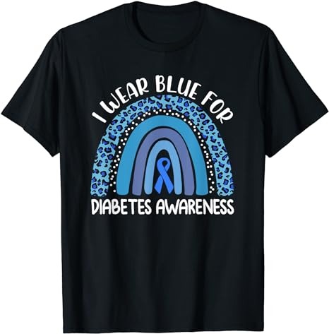 I Wear Blue For Diabetes Awareness Support Rainbow leopard T-Shirt PNG File