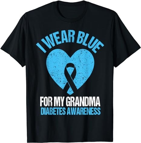 I Wear Blue For My Grandma Diabetes Awareness Grandma Kids T-Shirt PNG File