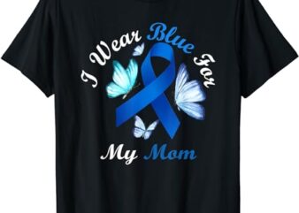 I Wear Blue For My Mom Butterfly Diabetes Awareness T-Shirt