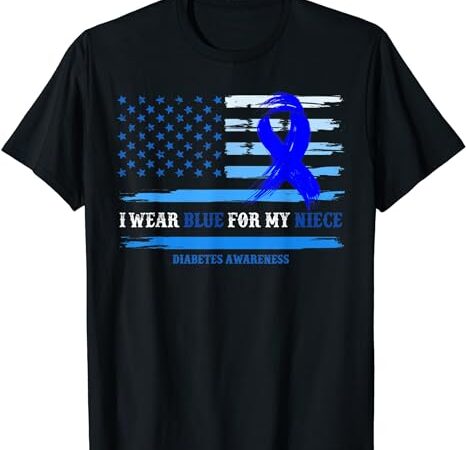 I wear blue for my niece diabetes awareness month gifts t-shirt