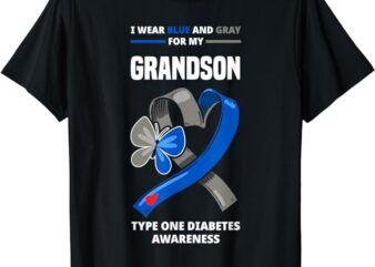 I Wear Blue & Gray For My Grandson Type One Diabetes T-Shirt