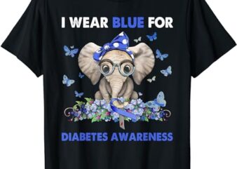I wear blue for diabetes awareness elephants T-Shirt