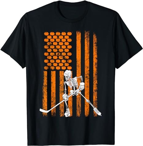 Ice Hockey Player Fan Gift Skeleton Halloween Shirt Men Boys T-Shirt PNG File