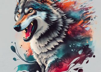 Imposing Wolf, T-Shirt Art, Very Angry, wild PNG File