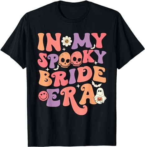 In My Spooky Bride Era Groovy Halloween Wedding Bachelorette T-Shirt PNG File