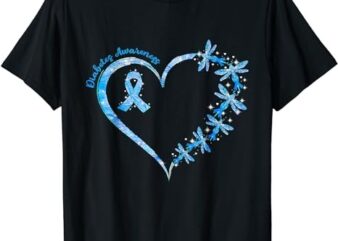 In November We Wear Blue Cure Diabetes Awareness Love Heart T-Shirt PNG File