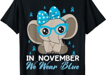 In November We Wear Blue Elephant Diabetes Awareness 2022 T-Shirt