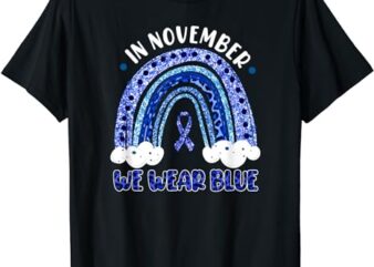 In November We Wear Blue Leopard Rainbow Diabetes Awareness T-Shirt