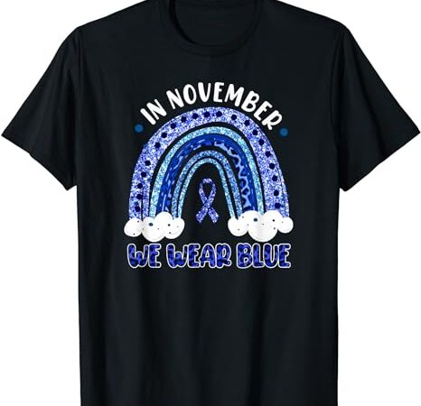In november we wear blue leopard rainbow diabetes awareness t-shirt