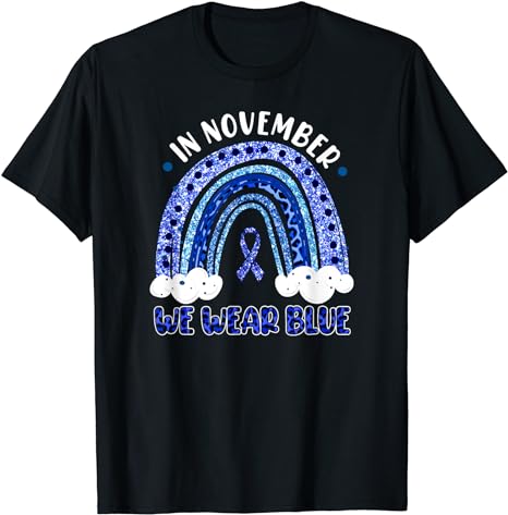 In November We Wear Blue Leopard Rainbow Diabetes Awareness T-Shirt