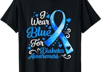 In November We Wear Blue Ribbon Diabetes Awareness Month T-Shirt PNG File