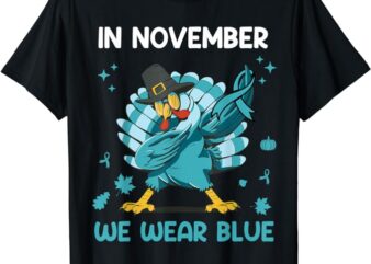 vIn November We Wear Blue Thanksgiving Diabetes Awareness T-Shirt