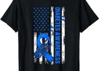 In November We Wear Blue USA Flag Diabetes Awareness Month T-Shirt PNG File