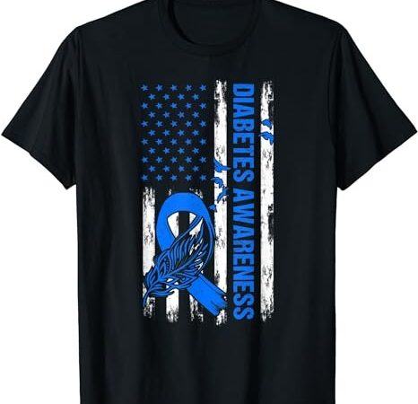 In november we wear blue usa flag diabetes awareness month t-shirt png file