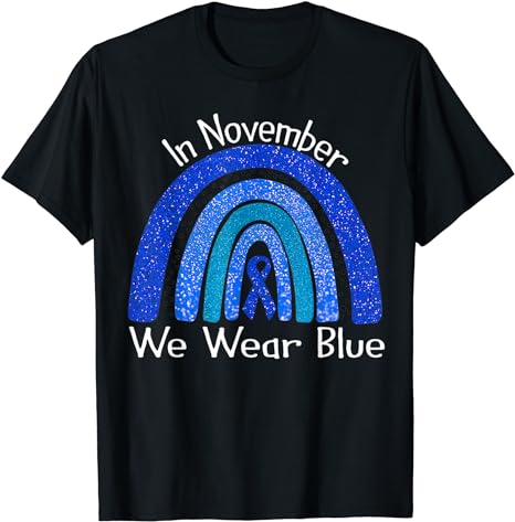 In November We Wear blue Rainbow T-shirt Diabetes Awareness T-Shirt