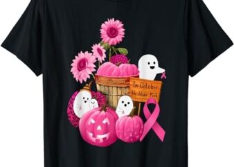 In October We Wear Pink Ghosts & Pumpkins For Breast Cancer T-Shirt PNG File