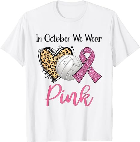 In October We Wear Pink Volleyball Breast Cancer Awareness T-Shirt PNG File